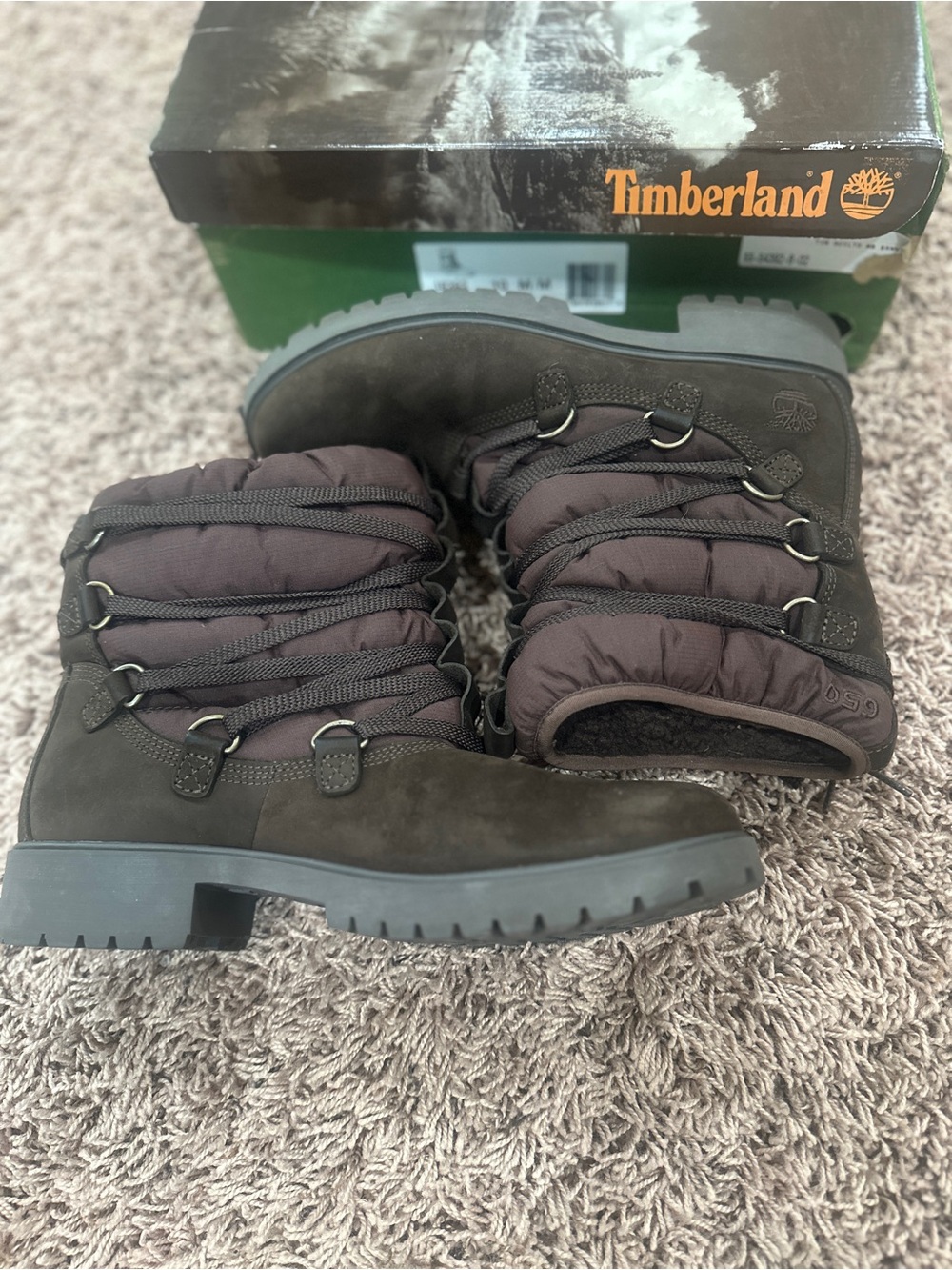 Timberland Women's Dark Brown Puff Lace-Up Winter Boots